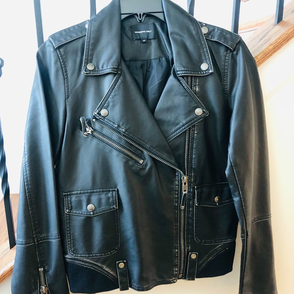Members Only Vegan Leather Moto Jacket